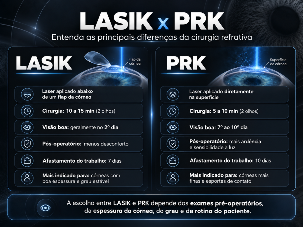 LASIK ou PRK Qual a Diferença e Qual Escolher